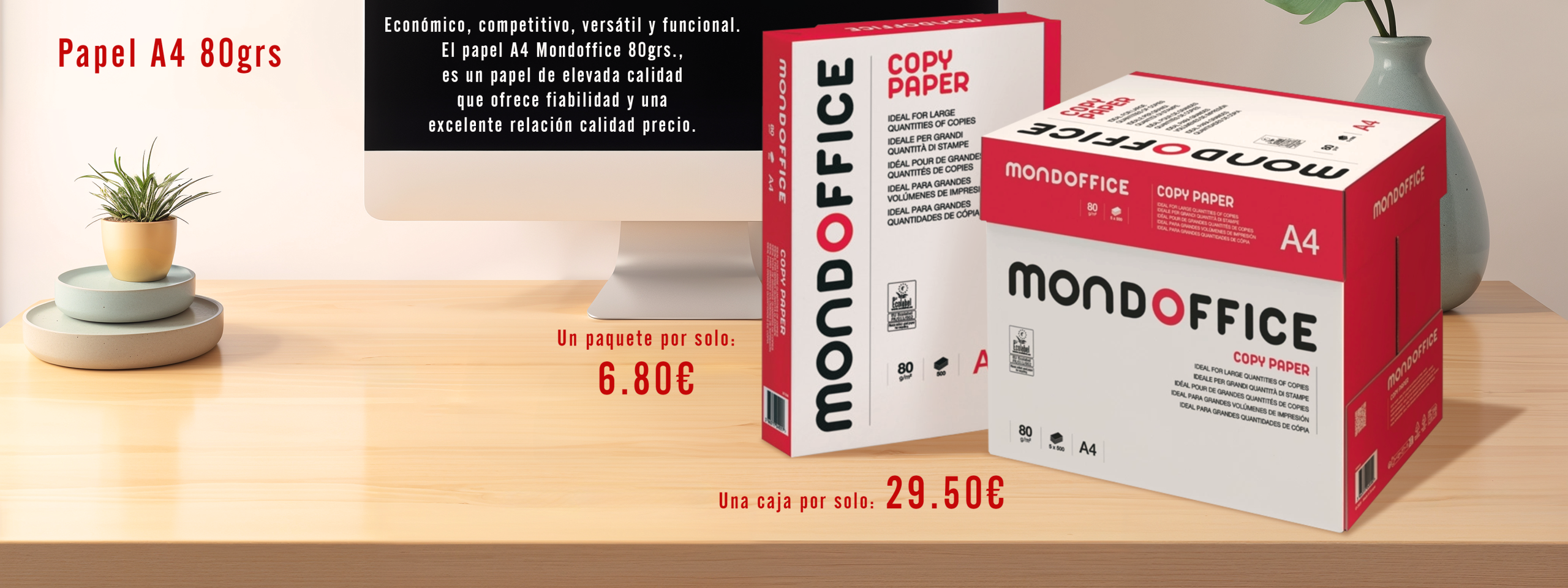 promoción de papel A4 de 80grs.